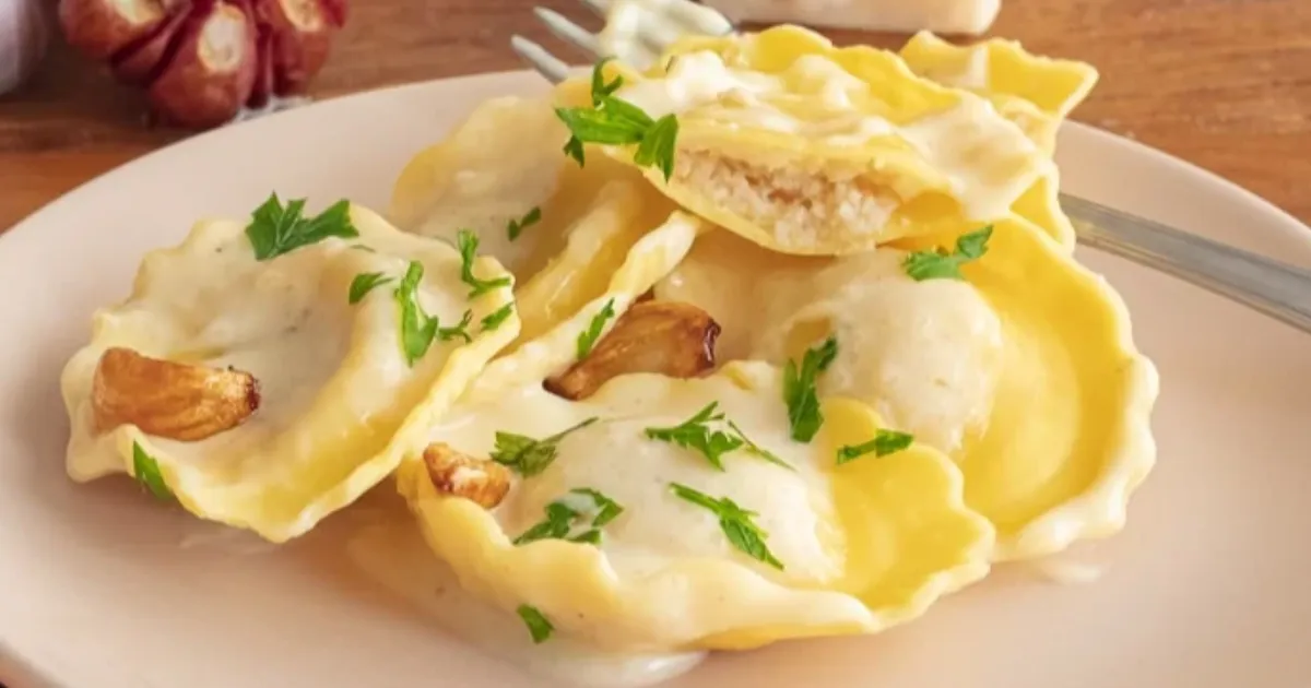 Descobrindo Sabores: Meu Ravioli de Bacalhau com Alho Assado