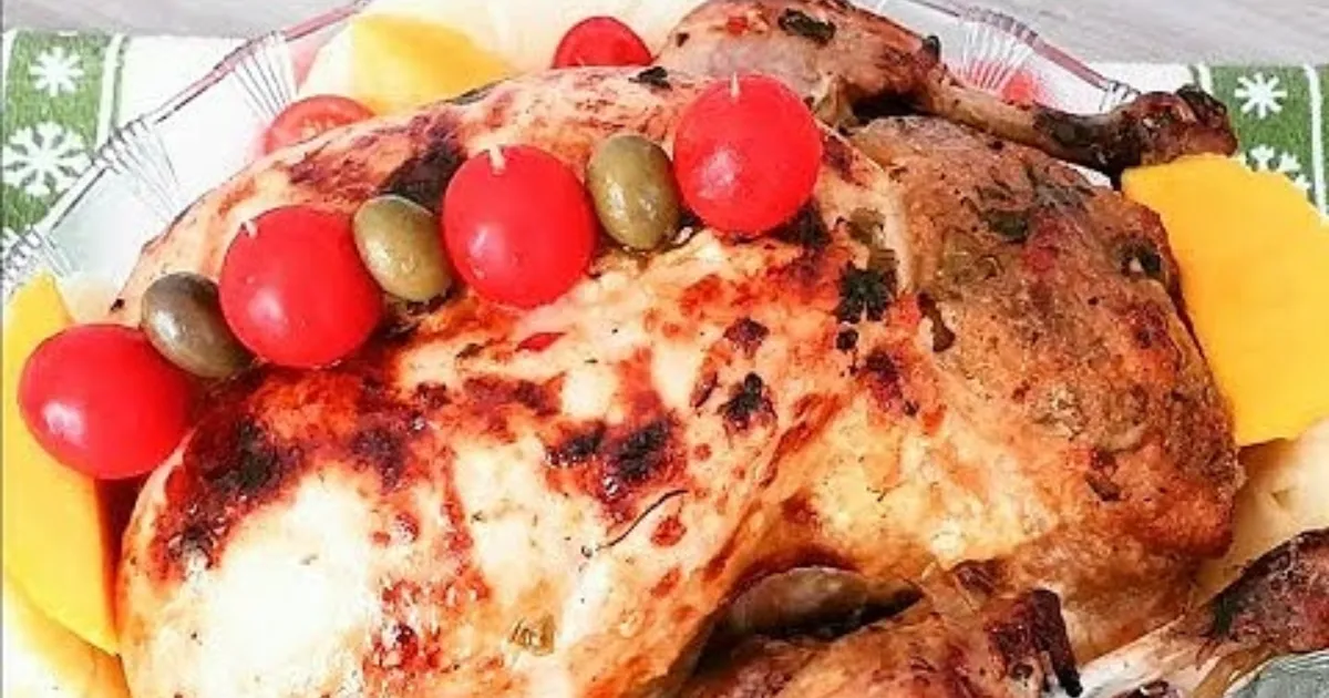 Peru assado suculento com farofa simples