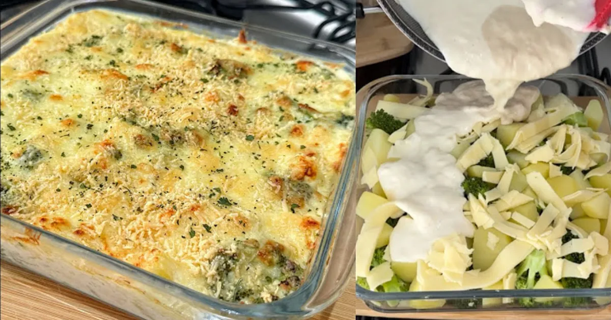Descobri o segredo do gratinado perfeito: brócolis e batatas!
