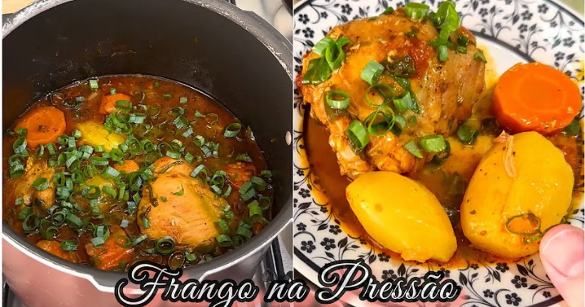 Meu segredo para um jantar rápido: Frango com batatas na pressão