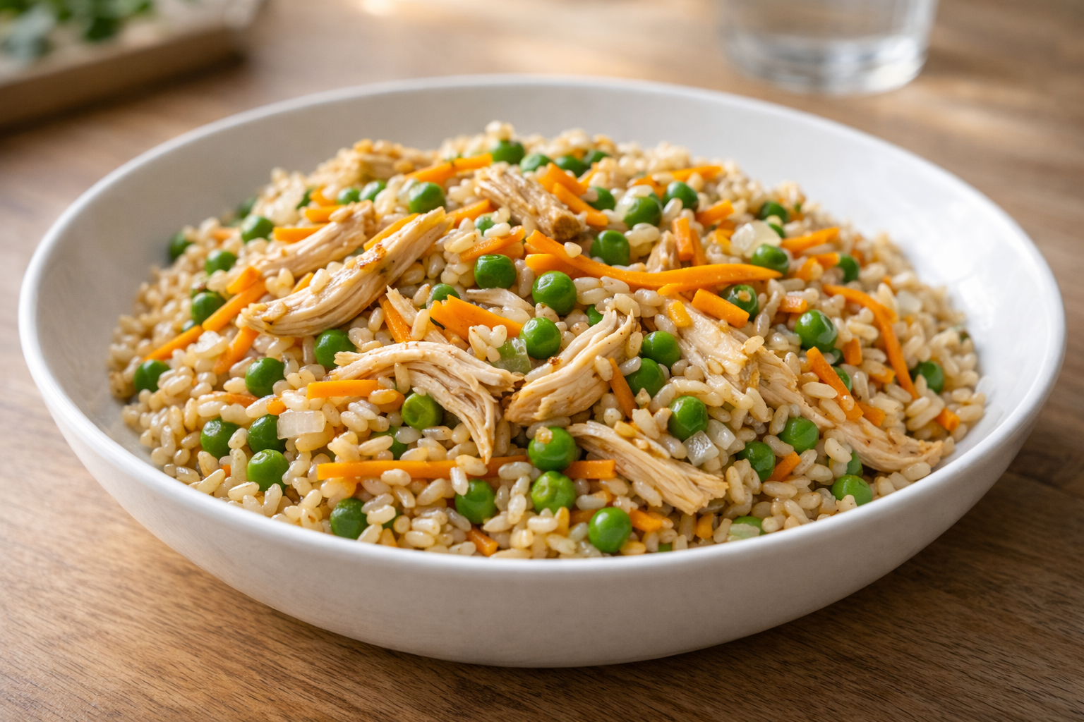 Arroz Integral com Frango Desfiado Gostoso