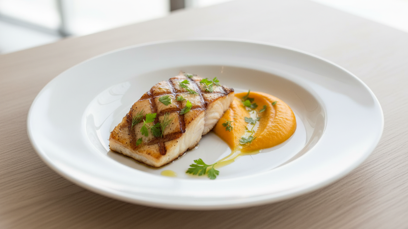 Peixe Grelhado com Purê de Abóbora: Janta Leve e Nutritiva